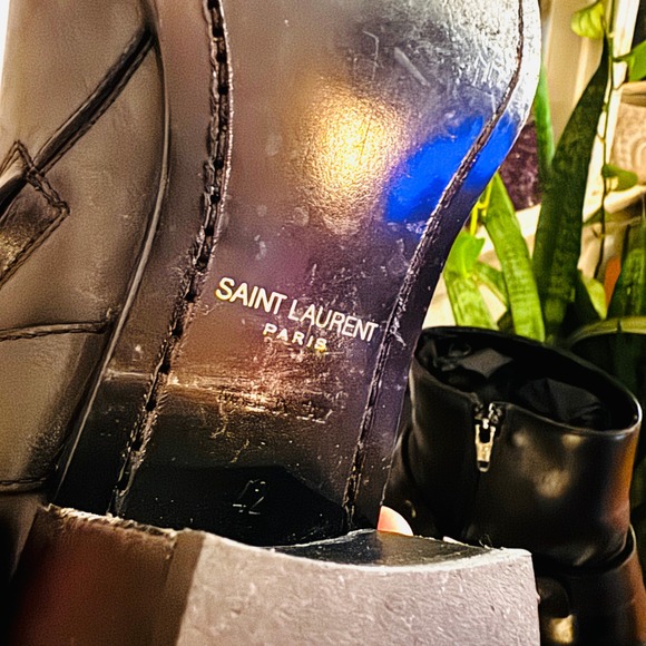 Saint Laurent Black Wyatt 60 Leather Harness Ankle Boots Mens Size 42 - Picture 8 of 9